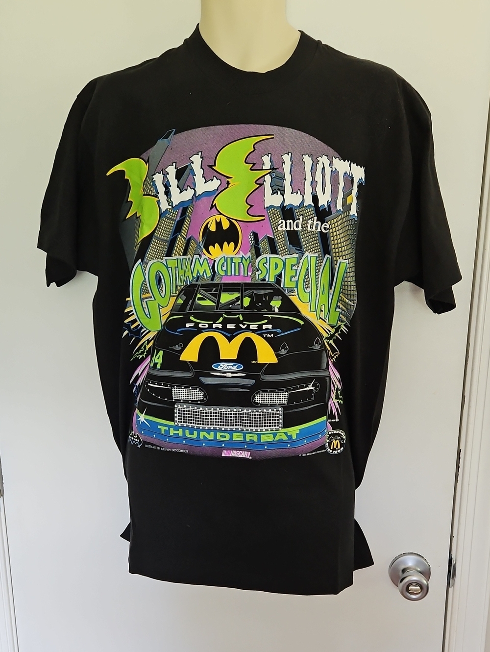 NWT Vintage 1995 Bill Elliot, Batman, McDonalds, Nascar Shirt Size XL USA